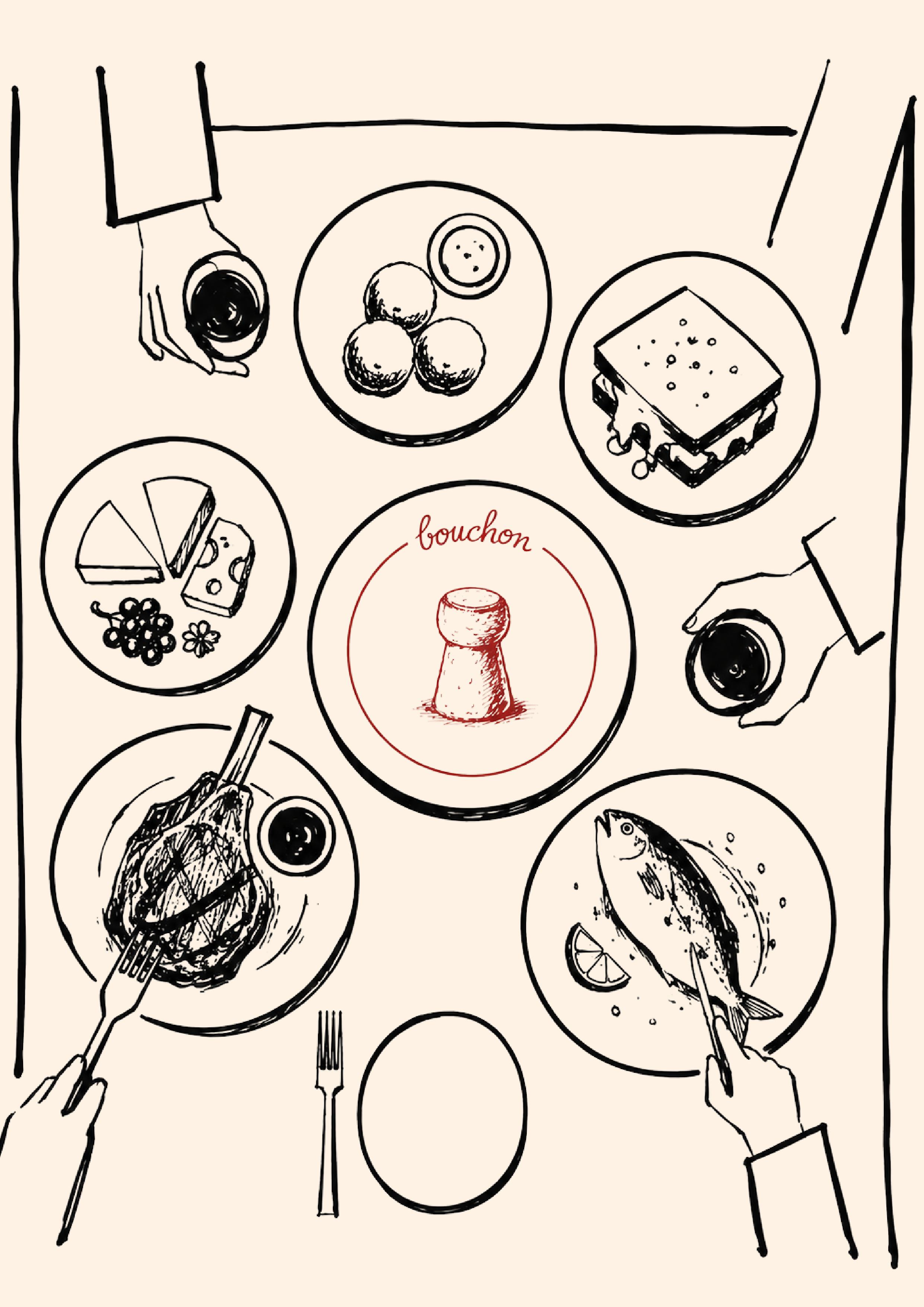 Illustration des plats à partager du Bouchon, bar à Rennes